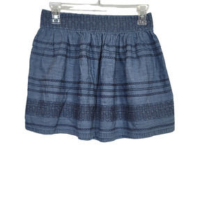 AEO American Eagle Embroidered Chambray Denim Mini Skirt Size O